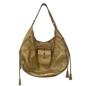 Car Shoe Pebbled Leather Gold Tone Hobo Shoulder Bag